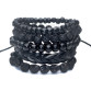 1 Set of 5 pcs Black Out Bamboo wood, Lava Stone Beads in Leather Bracelet for Men32754120700