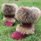 Leather Fox Fur Winter Snow Boots For Woman 