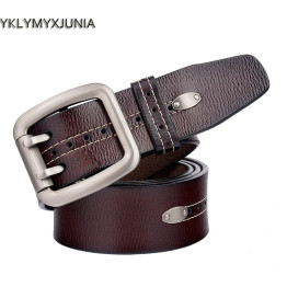 2017  Fashion Male Genuine Leather Belt Double Needle Style Belt 110-120cm 