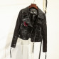 New Faux Leather Jacket Embroidery Short Design Turn-down Collar32730608131