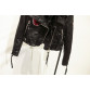 New Faux Leather Jacket Embroidery Short Design Turn-down Collar 