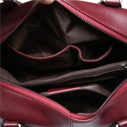 2017 Genuine Leather Women Boston Handbag in Solid Cowhide 