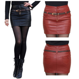  Ladies Sexy Leather Skirt  slim all-match in Black or  Red High Quality