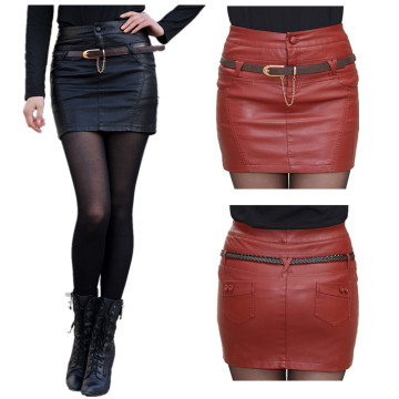 Ladies Sexy Leather Skirt  slim all-match in Black or  Red High Quality32374039879