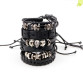6pcs/set Leather Bracelet Multilayer Punk Skull Star Charm Wrap Bracelets