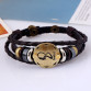 Bronze Alloy Buckles 12 Zodiac Signs Bracelets with Leather and wood