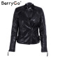 BerryGo cool pocket zipper jacket in leather and suede32822894610