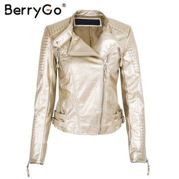 BerryGo cool pocket zipper jacket in leather and suede32822894610