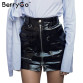 BerryGo Elegant zipper leather short sexy skirt32771779012