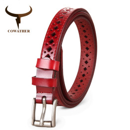 COWATHER  belt genuine leather, pin buckle vintage style 