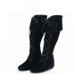 Lace Up Tassel Nubuck Leather Knee High Boots