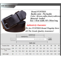 FUNTEKS 100% Men's Leather Belt  