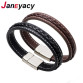 Men s Stainless Steel Leather Braid Bracelet With Magnetic Buckle Clasp32785533740