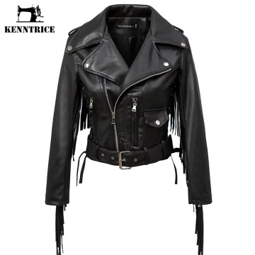 KENNTRICE Leather Coat with Tassel Sleeve32733096026