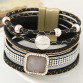 LEMOER  Rhinestone Magnetic Leather Bracelets & Bangles32651077455