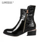 LOVEXSS Black Patent Leather Ankle Boots with Pointed Toe  