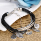 MINHIN Black/Brown/Beige Colors Multi Layers Leather Bracelet32719170744