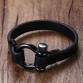 Mens Bracelets Stainless Steel Screw and Black Leather32801735858