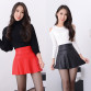  Russia Fashion Black Red high quality leather Skirt 
