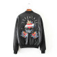 New Arrival Women s Flower Embroidery Rivet Faux Leather Jackets32742033146
