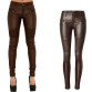 Leather Patchwork low waist elastic Skinny Pencil Pants32796463984