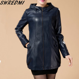 Plus Size L-6XL Women's Winter Leather Jacket 