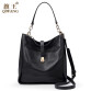 Black Soft Genuine Leather Gold Logo Brand Handbag for Women32587576397