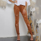 Suede Leather pants High Waist Lace Up Stretch Bodycon Skinny trousers32794589849