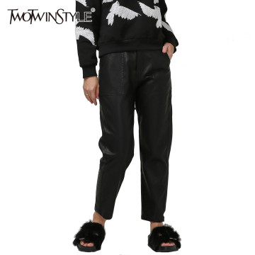 Winter Fashion PU Leather Harem Pants Women Black Colour32549501841