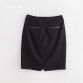  New Black Faux Leather Skirt With Front Slit For Women 