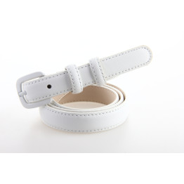 White Leather Female Leather Belt with Pin Buckle 