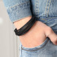 Stainless Steel Chain Genuine Leather Bracelet 