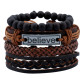 Punk Leather Bracelet Women or Men Multilayer Braid Rope Beads32806144345