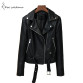Leather Jacket Women Moto Biker Zip Belt Coats32821222509